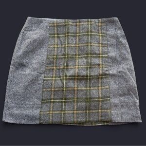 Banana Republic Gray and Olive Plaid Mini Skirt